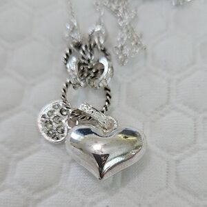 Avon Silver Heart Pendant Necklace